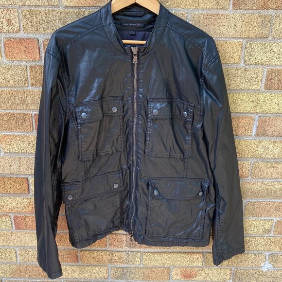 Vintage John Varvatos Black Leather Double Zip Racer Jacket XL - Picture 2 of 7